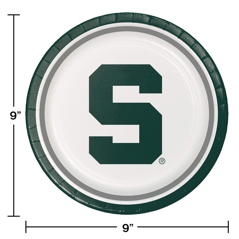 CREATIVE CONVERTING Michigan State Spartans Dinner Paper Plates, 8-Count - Image 2